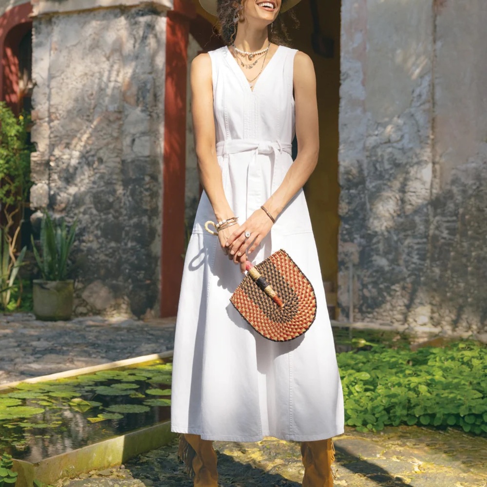 Elegant White Denim Sleeveless Dress